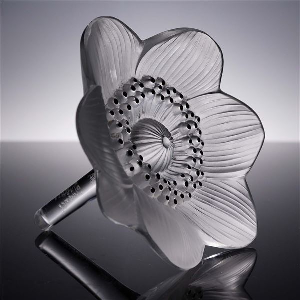 Lalique Crystal Floral Sculpture, Anemone