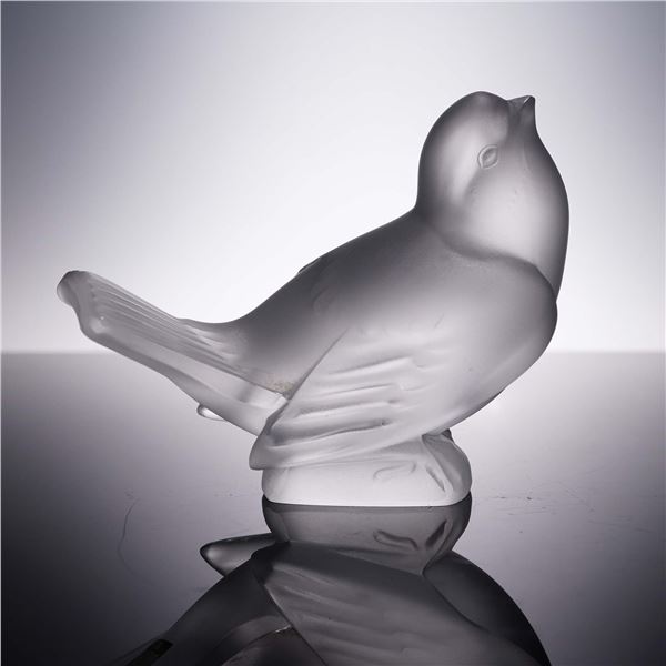 Lalique Crystal Figurine, Sparrow Head Up