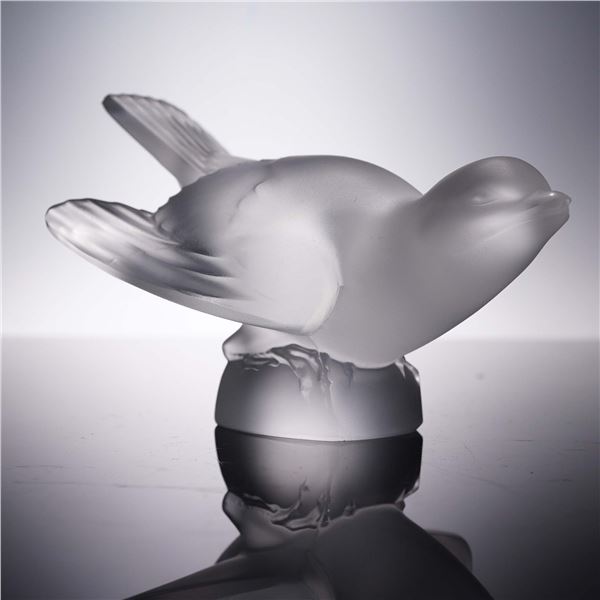Lalique Crystal Figurine, Sparrow Wings Out