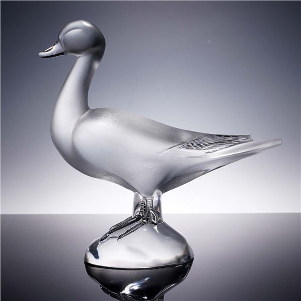 Lalique Frosted Glass Crystal Duck Figurine Statue