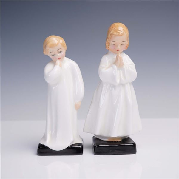 Pair of Royal Doulton Bone China Figurines, Bedtime HN1978 & Darling HN1985