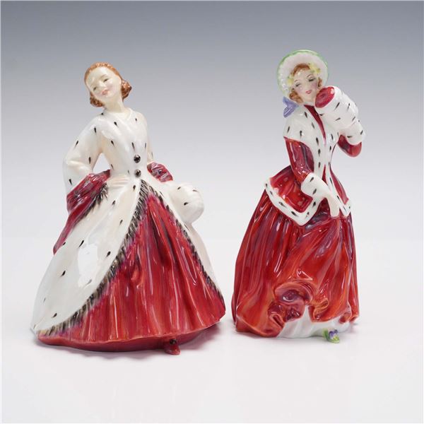 2pc Royal Doulton Figurines, The Ermine Coat & Christmas Morn