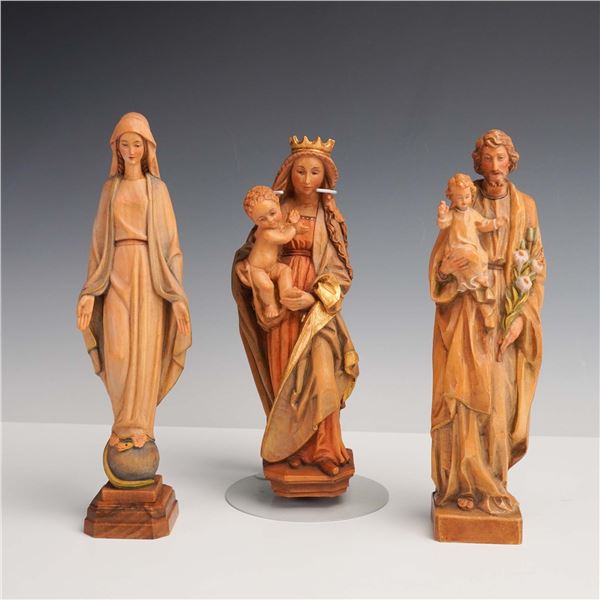 3pc Anri Wood Carving Religious Figurines