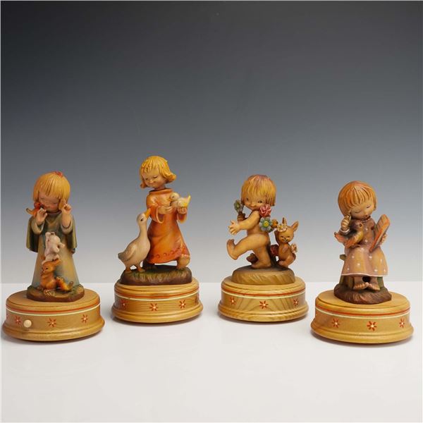 4pc Anri Wood Musical Figurine Boxes, Ferrandiz