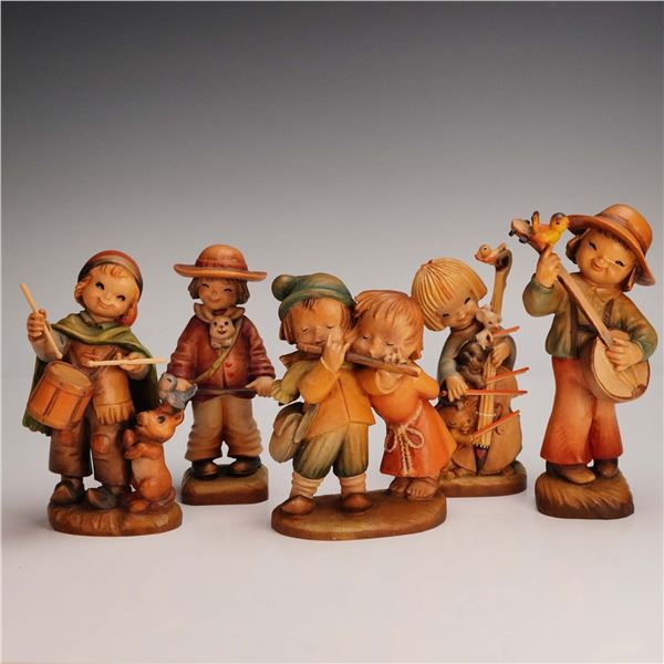 5pc Anri Wood Carved Figurines