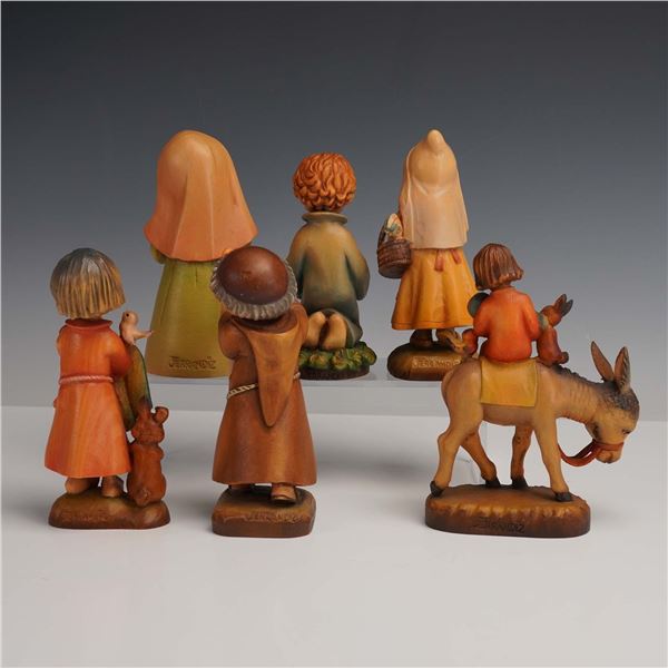 6pc Anri Hand-Carved Wooden Figurines by J. Ferrandiz, Peaceful and Serene