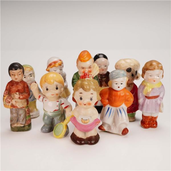 10pc Vintage Japanese Bisque Hand Painted Dolls