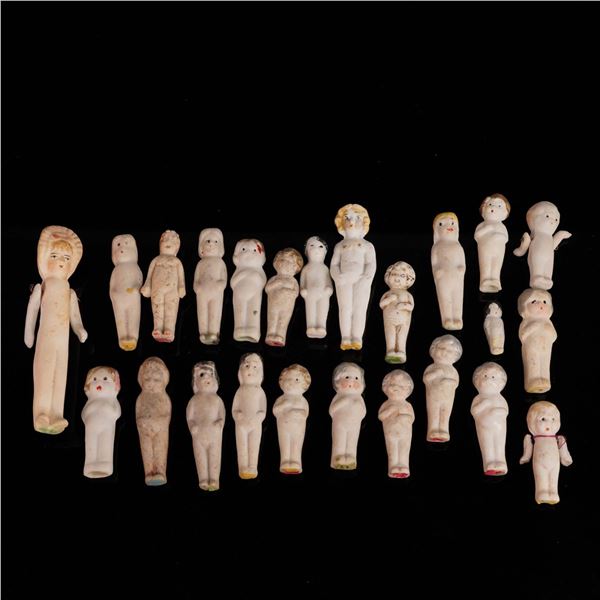 24pc Pre-War Frozen Charlotte Miniature Bisque Dolls