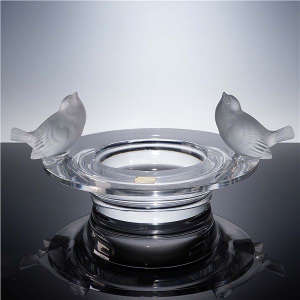 Lalique Crystal Twin Bird Bowl