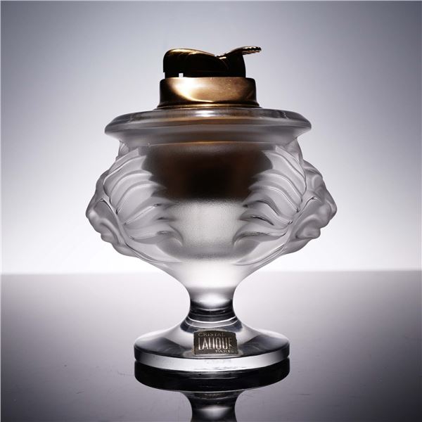 Lalique Crystal Lighter, Lion Head Design