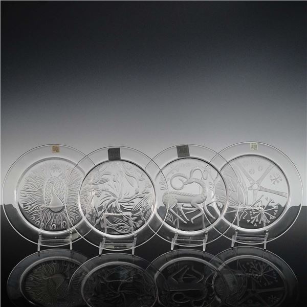 4pc Lalique Crystal Annual Plates, 1967-1970