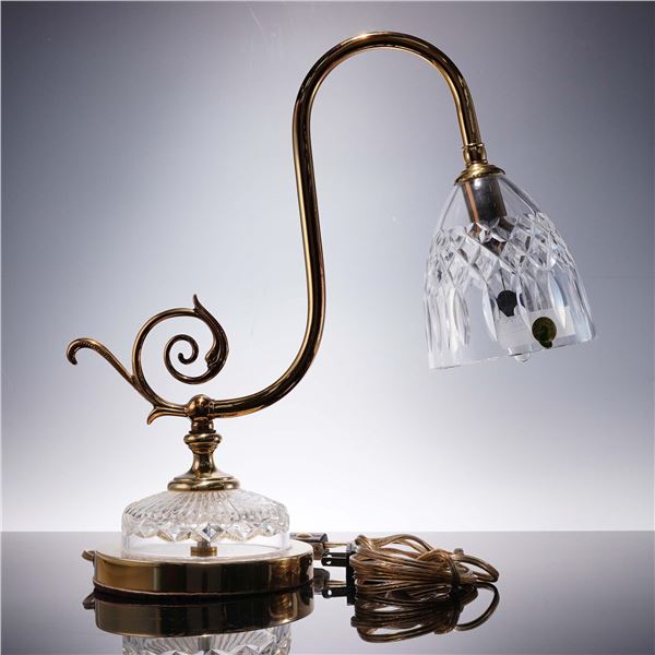 Waterford Crystal and Brass Desk Lamp