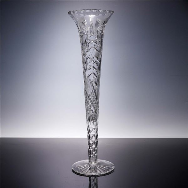 American Brilliant Cut Glass Fluted Vase