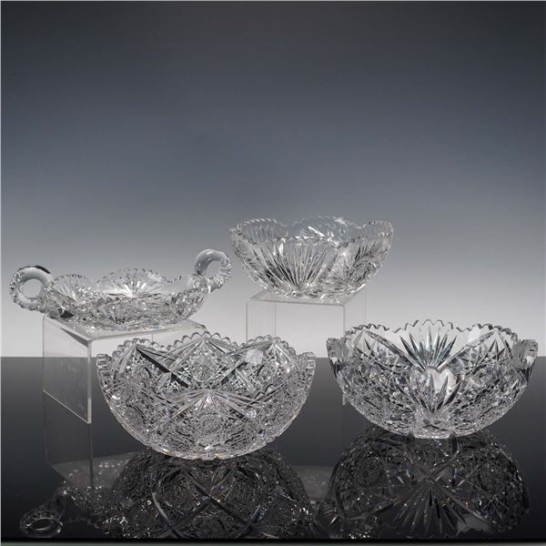 4pc American Brilliant Cut Crystal Bowls