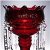 Image 2 : Pair of  Bohemian Ruby Cranberry Glass Mantle Lusters with Prisms