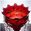 Image 5 : Pair of  Bohemian Ruby Cranberry Glass Mantle Lusters with Prisms
