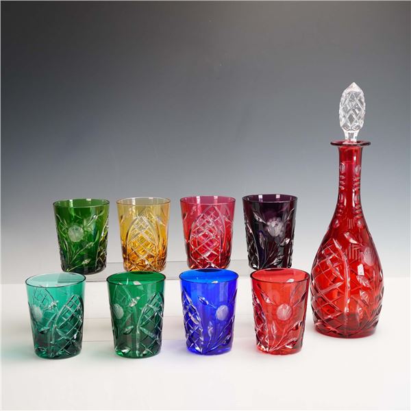 9pc Cut to Clear Crystal Tumblers and Decanter Set