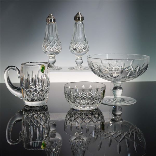 5pc Waterford Crystal Tableware Assortment, Lismore