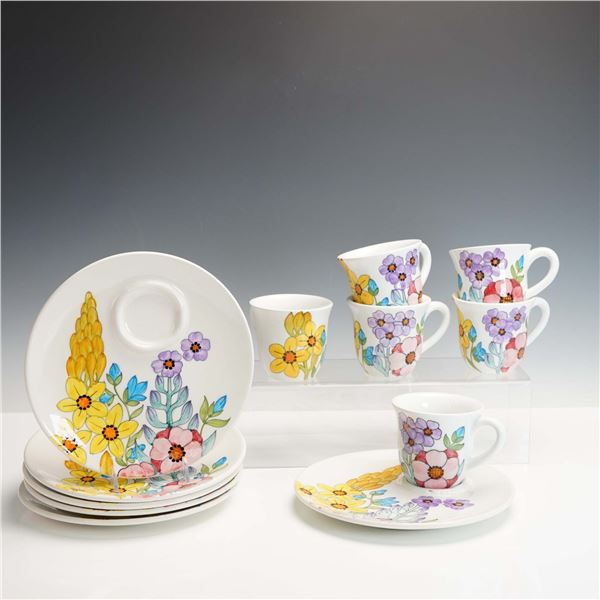 12pc Cossa Italy Fine Hand Painted Pottery Espresso Set