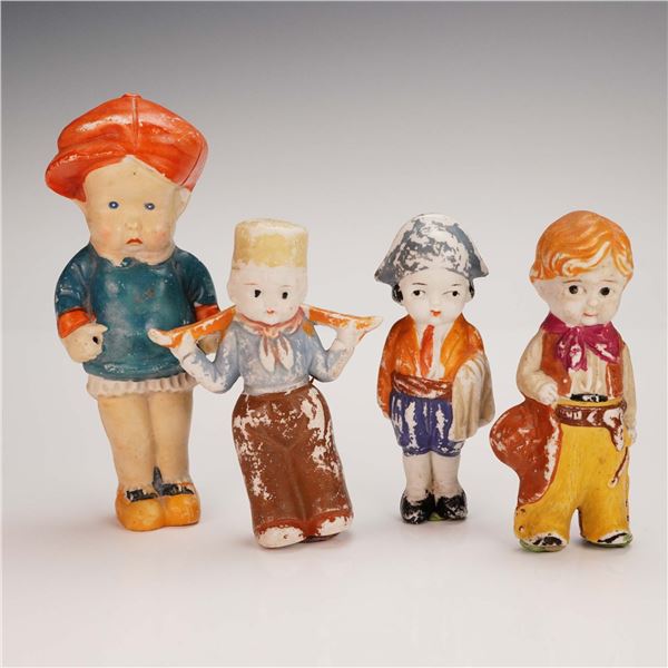 4pc Japanese Bisque Hand Painted Boy Figurines