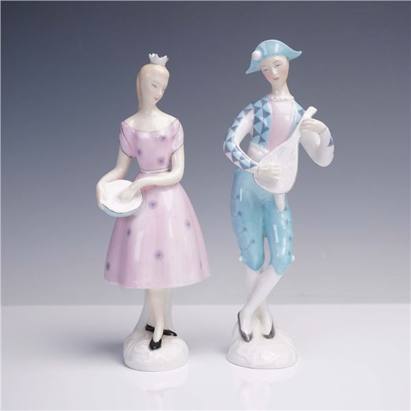 Pair of Royal Doulton Figurines, Columbine HN2185 & Harlequin HN2186