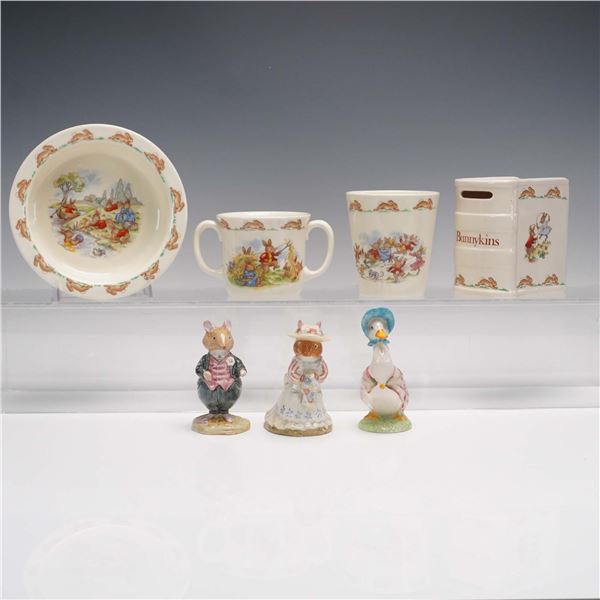 7pc Royal Doulton Bunnykins Tableware and Figurines Set