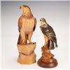 Image 1 : 2pc ANRI Carved Wood Figurines, Hawk and Falcon