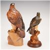 Image 2 : 2pc ANRI Carved Wood Figurines, Hawk and Falcon