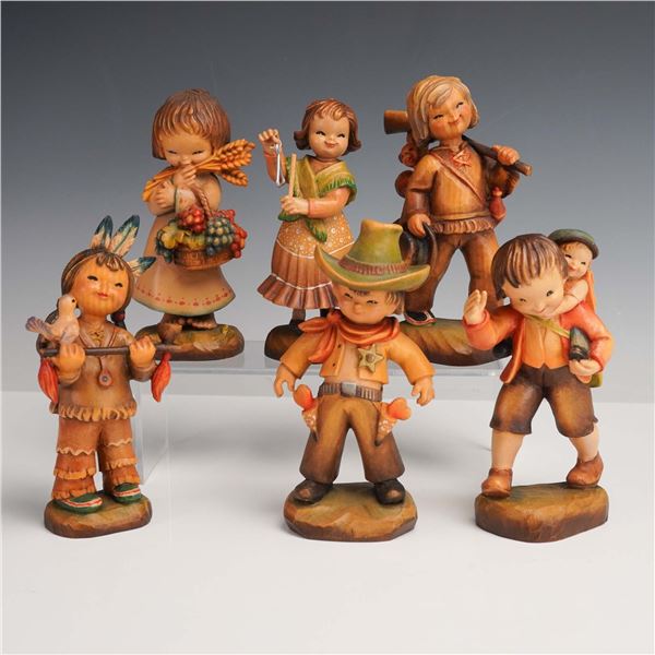 6pc Anri Hand-Carved Wooden Figurines by J. Ferrandiz, Cowboy Dressup