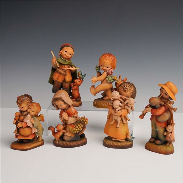 6pc Anri Hand-Carved Wooden Figurines Ferrandiz, Bags Drums and Harmony
