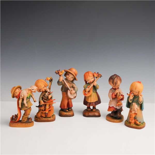 6pc Anri Wooden Figurines by J. Ferrandiz, Musical Children