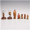 Image 3 : 14pc ANRI Miniature Wooden Figurines with Hand Painted Treasure Chest