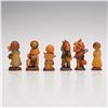 Image 6 : 14pc ANRI Miniature Wooden Figurines with Hand Painted Treasure Chest
