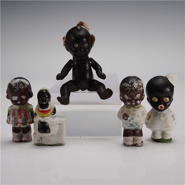 5pc Vintage Bisque and Composite Black Americana Dolls from Japan & Germany