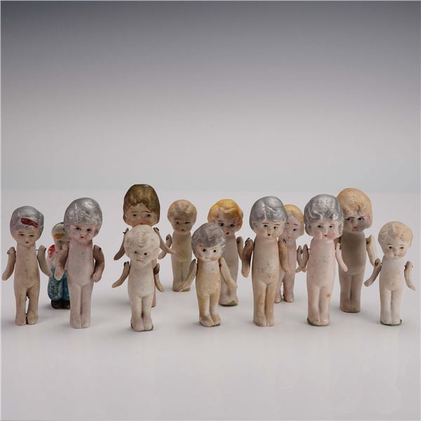 13pc Antique Bisque Dolls with Jointed Arms, Japan