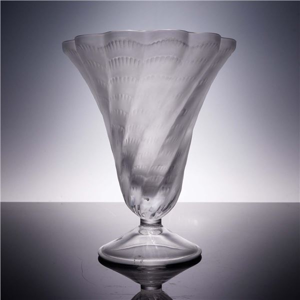 Lalique Crystal Lucie Vase, Flared Fan Form