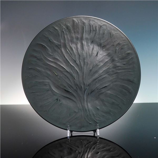 Lalique France Algues Tree of Life Black Frosted Crystal Plate