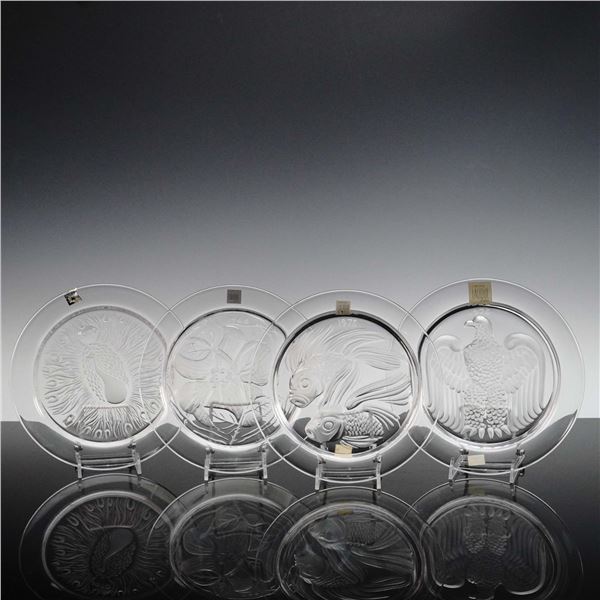 4pc Lalique Crystal Annual Plates, 1966 1970 1975 1976
