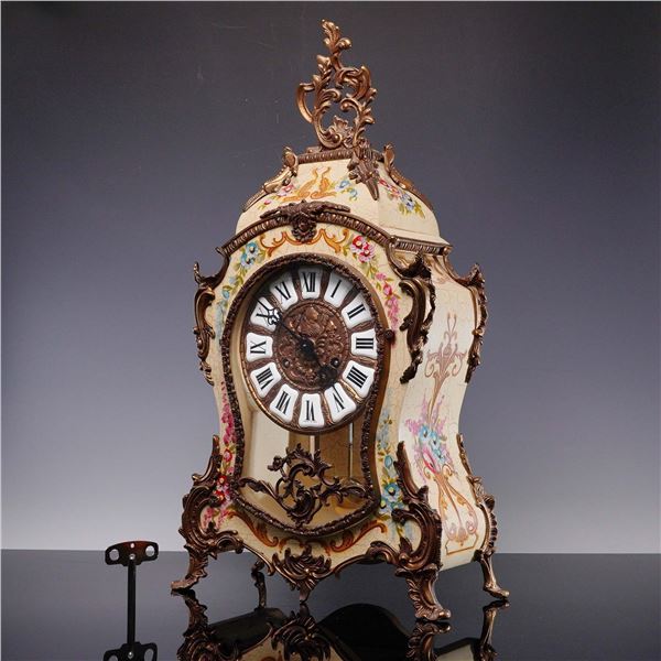 Franz Hermle Wood and Brass Table Clock