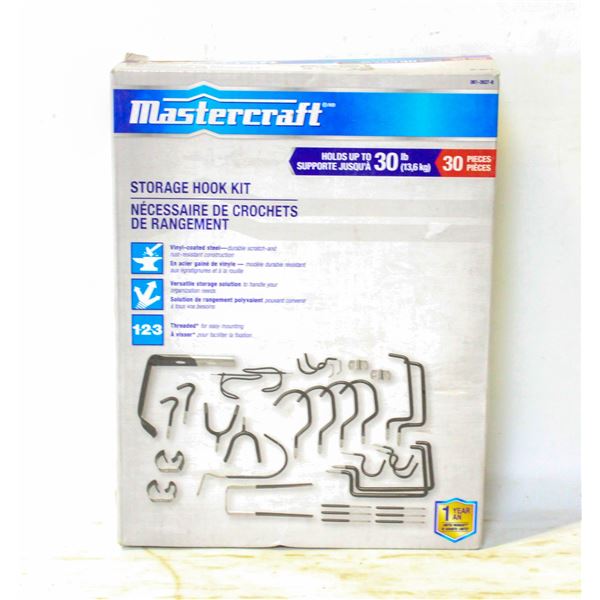 NEW MASTERCRAFT 30 PC STORAGE HOOK KIT