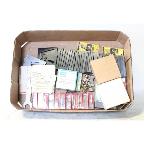 BOX OF ROUTER BITS AND SPECIALTY JIGS