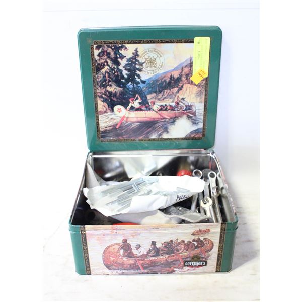 TIN OF ALLEN KEYS, TOOLS, HARDWARE