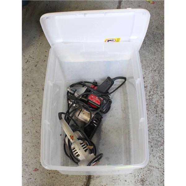 PLUG IN ELECTRIC HAND TOOLS IN LIDDED TOTE