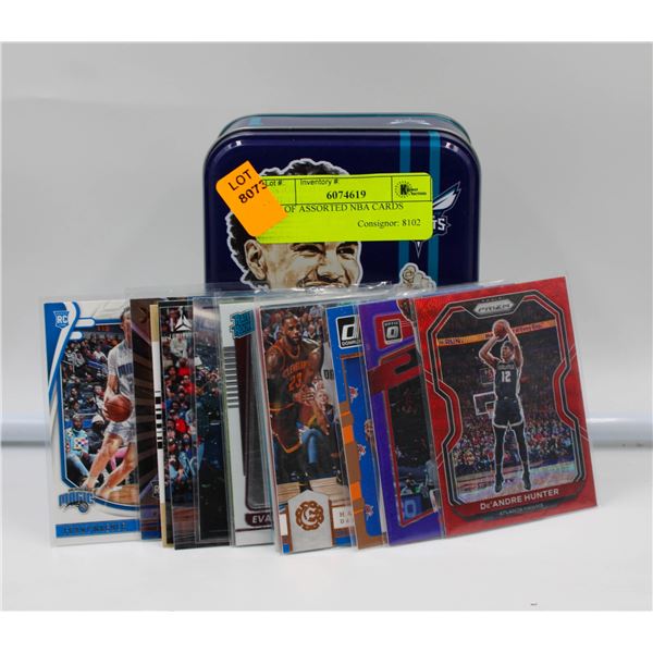 TIN OF ASSORTED NBA CARDS