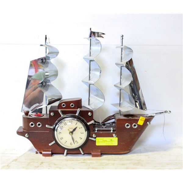 VINTAGE 1950s SHIP WITH CLOCK