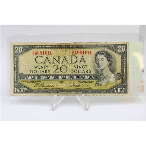 1954 $20 NOTE CANADIAN NO DEVILS FACE