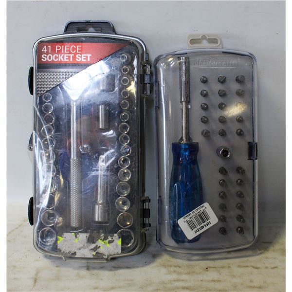NEW 41 PC SOCKET & 29 PC SCREW BIT SETS
