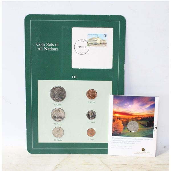 1982 MINT FIJI COIN AND STAMP SET WITH