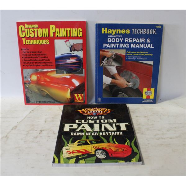 LOT OF 3 MONSTER GARAGE PAINT AND REPAIR BOOKS