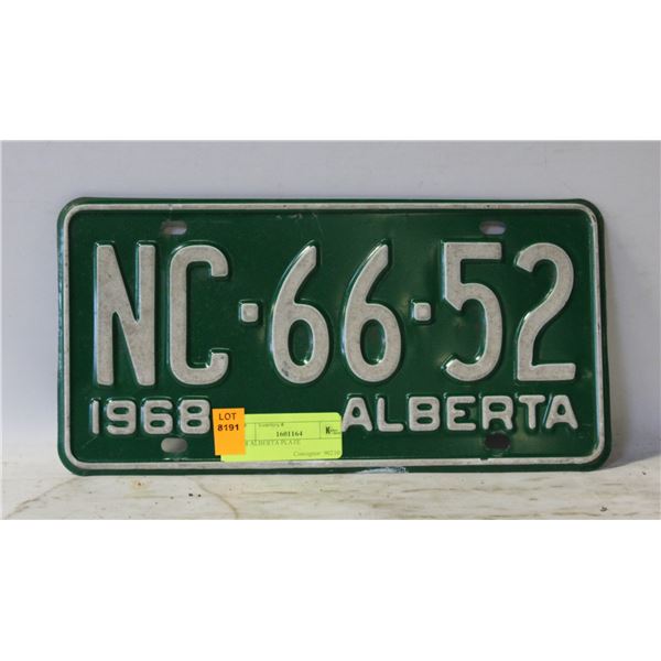 1968 ALBERTA PLATE